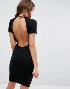 Облегающее платье-футболка мини с открытой спиной ASOS - Черный