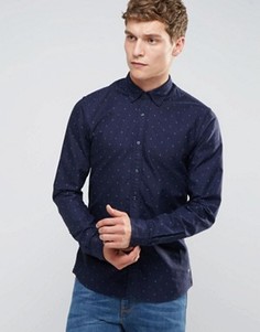 Темно-синяя оксфордская рубашка стандартного кроя с принтом Scotch &amp; Soda - Темно-синий