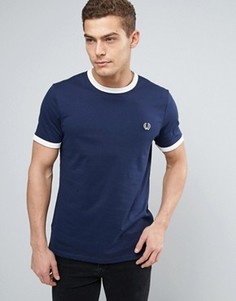 Темно-синяя футболка Fred Perry Ringer - Темно-синий