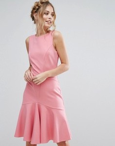 Платье миди с оборкой по подолу Closet London - Розовый