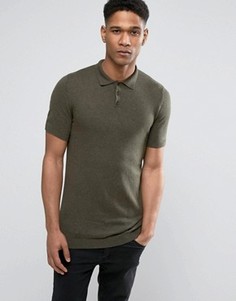 Трикотажная футболка-поло цвета хаки ASOS - Зеленый