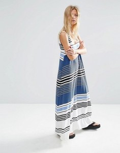 Платье макси в полоску разной ширины ASOS - Мульти