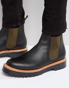 Изготовленные в Англии черные кожаные ботинки челси ASOS - Черный
