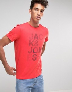 Футболка с принтом на груди Jack &amp; Jones - Красный