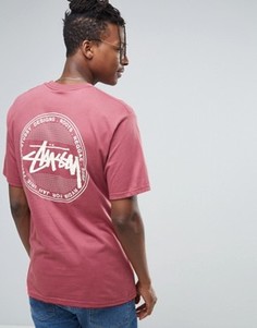 Футболка с винтажным принтом в горошек сзади Stussy - Розовый