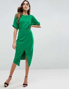 Платье с разрезом спереди ASOS - Зеленый