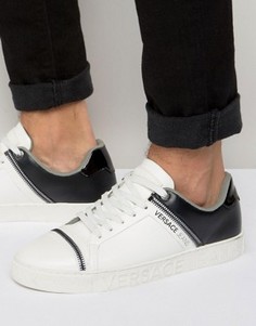 Белые кроссовки с молниями Versace Jeans - Белый