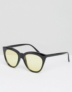 Солнцезащитные очки кошачий глаз с желтыми стеклами ASOS - Черный