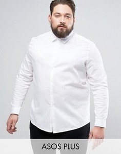 Белая приталенная саржевая рубашка ASOS PLUS - Белый