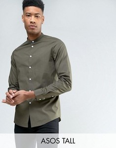 Рубашка хаки классического кроя с воротником на пуговице ASOS TALL - Зеленый