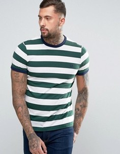 Зеленая футболка в полоску Fred Perry Ringer - Зеленый