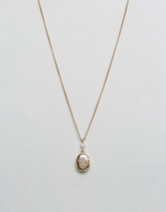 Ожерелье с бусиной и небольшим медальоном ASOS - Розовый