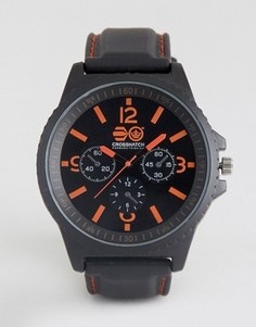 Черные часы с красными указателями Crosshatch - Черный