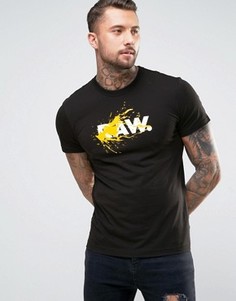 Футболка с пятном краски и логотипом G-Star Acrobo Raw - Черный