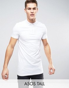 Белая обтягивающая футболка-поло удлиненного кроя ASOS TALL - Белый