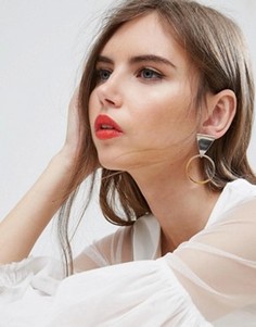 Треугольные гладкие серьги-кольца ASOS - Серебряный