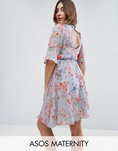 Короткое приталенное платье с вышивкой ASOS Maternity - Мульти
