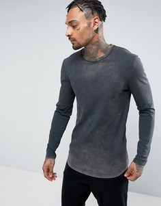 Длинный обтягивающий лонгслив с асимметричным краем ASOS - Коричневый