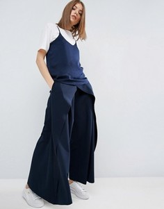 Широкие драпированные брюки ASOS WHITE - Темно-синий