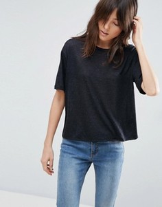 Футболка из ткани с добавлением льна ASOS - Черный