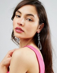 Серьги с камнями и словом Love ASOS - Прозрачный