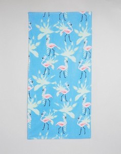 Пляжное полотенце с фламинго Monki - Синий