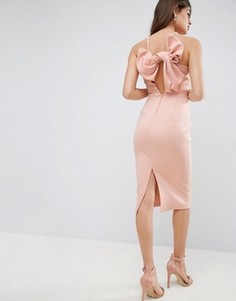 Платье-футляр миди с бантом на спине ASOS - Розовый