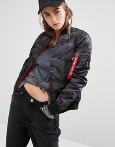 Дутый бомбер камуфляжной расцветки Alpha Industries MA-1 VF 59 - Черный