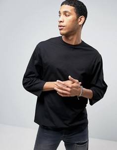 Черная оversize-футболка с зауженными рукавами ASOS - Черный