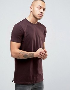 Удлиненная футболка с молниями у кромки ASOS - Красный