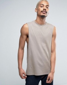 Коричневая футболка без рукавов с заниженными проймами ASOS - Коричневый