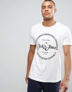 Футболка с круглым вырезом и принтом логотипа Jack &amp; Jones Originals - Белый