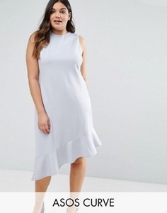 Премиум-платье с асимметричным подолом ASOS CURVE - Серый