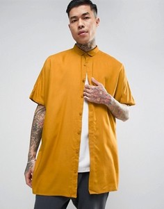 Оversize-рубашка из вискозы горчичного цвета с заниженной линией плеч ASOS - Желтый