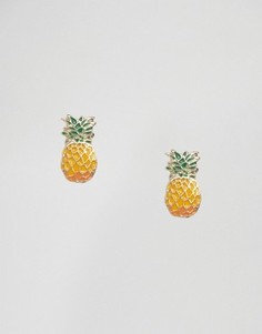 Серьги-гвоздики с ананасами ASOS - Желтый
