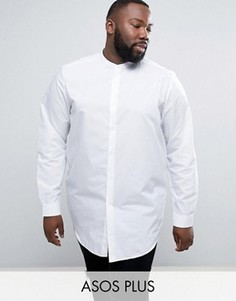 Длинная рубашка классического кроя с воротником на пуговице ASOS PLUS - Белый