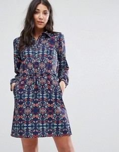 Платье-рубашка с принтом и шнурком на талии Lavand - Мульти
