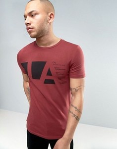 Обтягивающая футболка с принтом LA ASOS - Красный