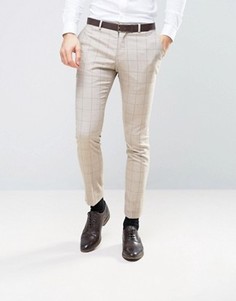 Брюки скинни в клетку Selected Homme - Stone