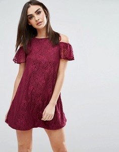 Свободное платье с открытыми плечами Ax Paris - Фиолетовый