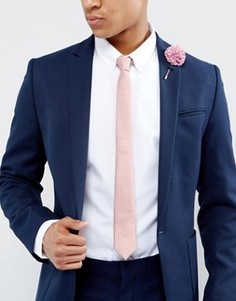 Узкий галстук и булавка на лацкан пиджака ASOS - Розовый