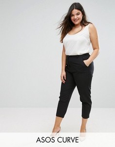 Укороченные креповые брюки-сигареты ASOS CURVE - Черный