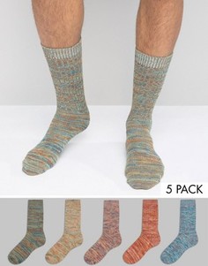 5 пар теплых носков в рубчик ASOS - Мульти