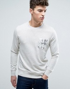 Свитшот с круглым вырезом и принтом на кармане Jack &amp; Jones Originals - Белый