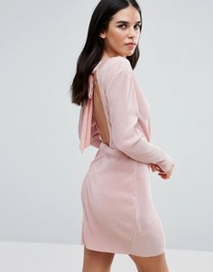 Плиссированное платье с запахом и длинными рукавами Love &amp; Other Things - Розовый