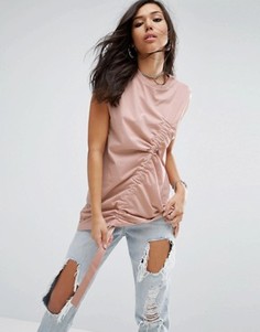Oversize-футболка без рукавов со шнурком ASOS - Stone