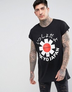 Свободная футболка без рукавов с принтом Red Hot Chili Peppers ASOS - Черный