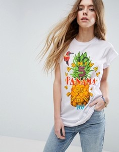 Футболка с ананасом и винтажными нашивками ASOS - Мульти