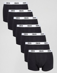 Набор из 7 черных боксеров-брифов с фирменным поясом ASOS - СКИДКА - Черный
