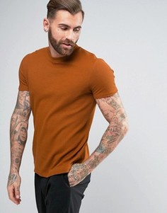 Светло-коричневая фактурная футболка из вафельной ткани ASOS - Коричневый